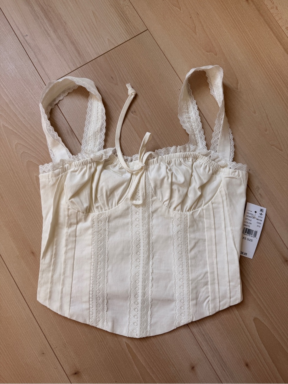 PacSun Cream Lace Trim Corset Tank Top